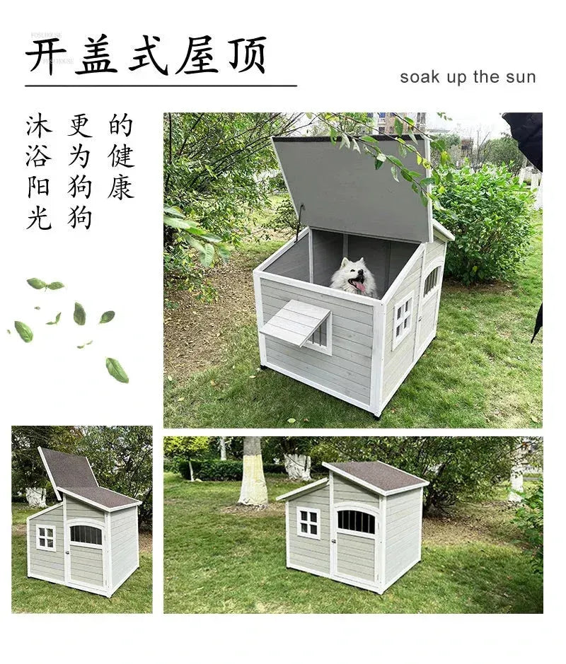 Four Seasons Universal Warm Large Dog House Wooden Dog Kennels Outdoor Rainproof Pet Kennel Indoor Garden Dog House Type Kennel