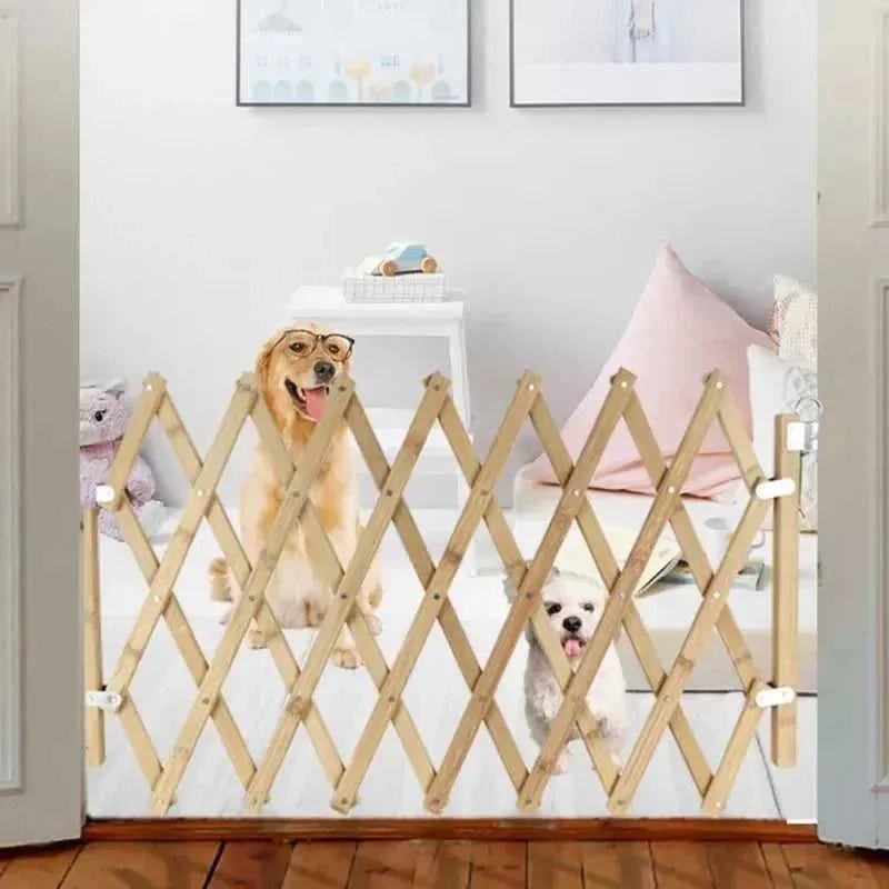 Pet Wooden Fence 1PC Cat & Dog Separation Gate Enclosure Cage Baby Indoor Safety Child Sliding Door Bamboo Wooden Gate