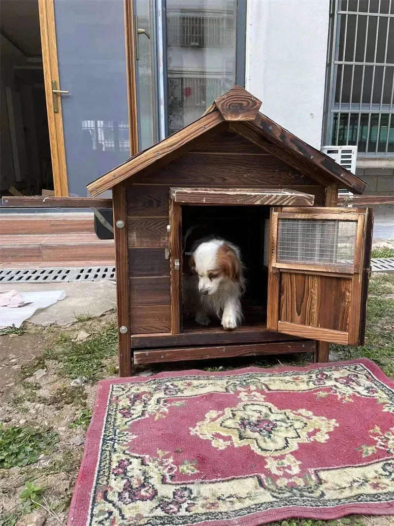 Large Dog Houses Solid Wood Outdoor Waterproof for Home Dogs Kennel Creative Breathable Pet Cage Pets Fences Villa Supplies T U