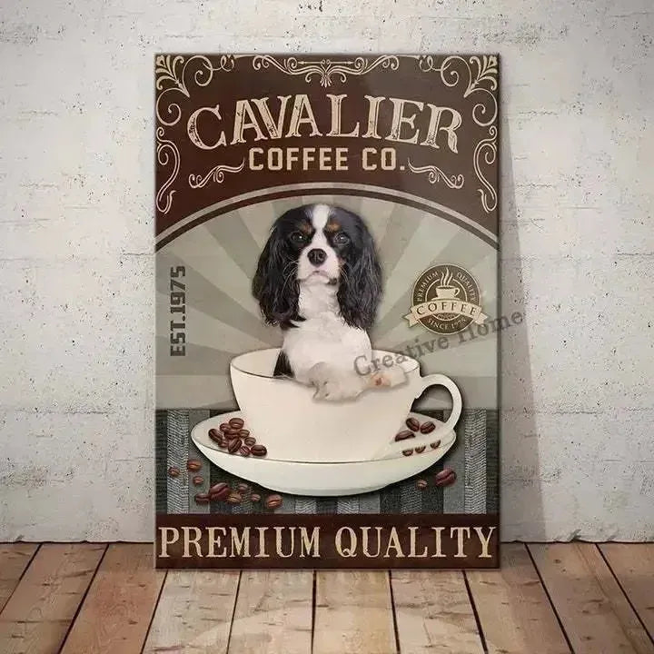 Cavalier King Charles Spaniel Dog Animal Metal Sign Tin Plaque Coffee Retro Wall Home Bar Pub Vintage Cafe Decor, 8x12 Inch