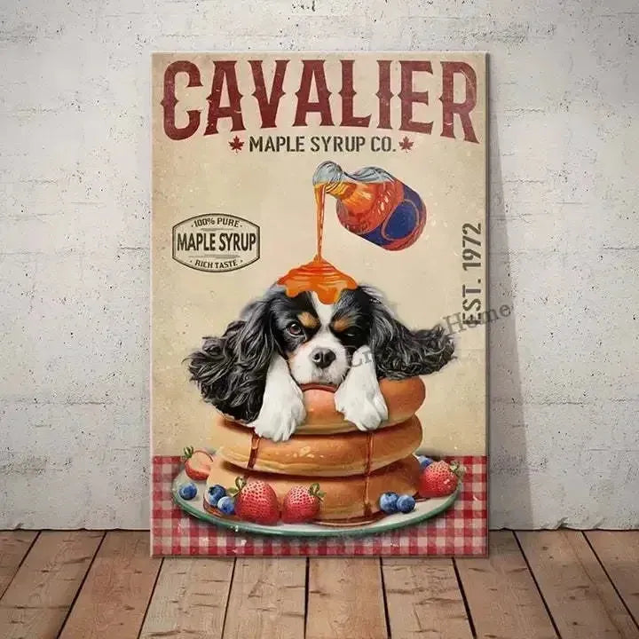 Cavalier King Charles Spaniel Dog Animal Metal Sign Tin Plaque Coffee Retro Wall Home Bar Pub Vintage Cafe Decor, 8x12 Inch