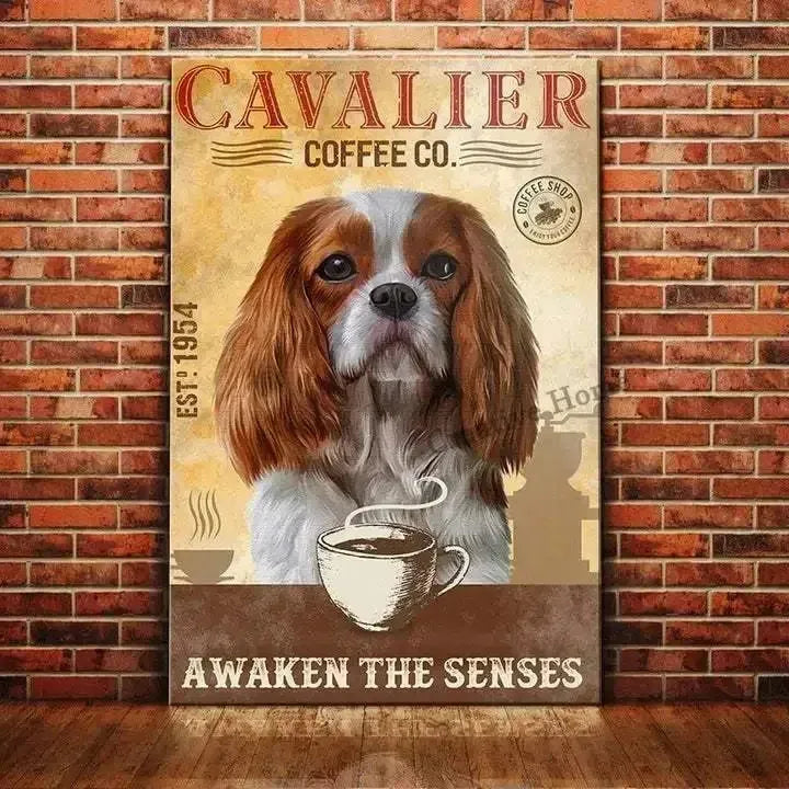 Cavalier King Charles Spaniel Dog Animal Metal Sign Tin Plaque Coffee Retro Wall Home Bar Pub Vintage Cafe Decor, 8x12 Inch