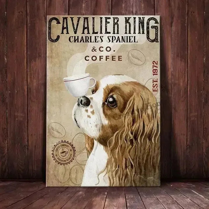 Cavalier King Charles Spaniel Dog Animal Metal Sign Tin Plaque Coffee Retro Wall Home Bar Pub Vintage Cafe Decor, 8x12 Inch