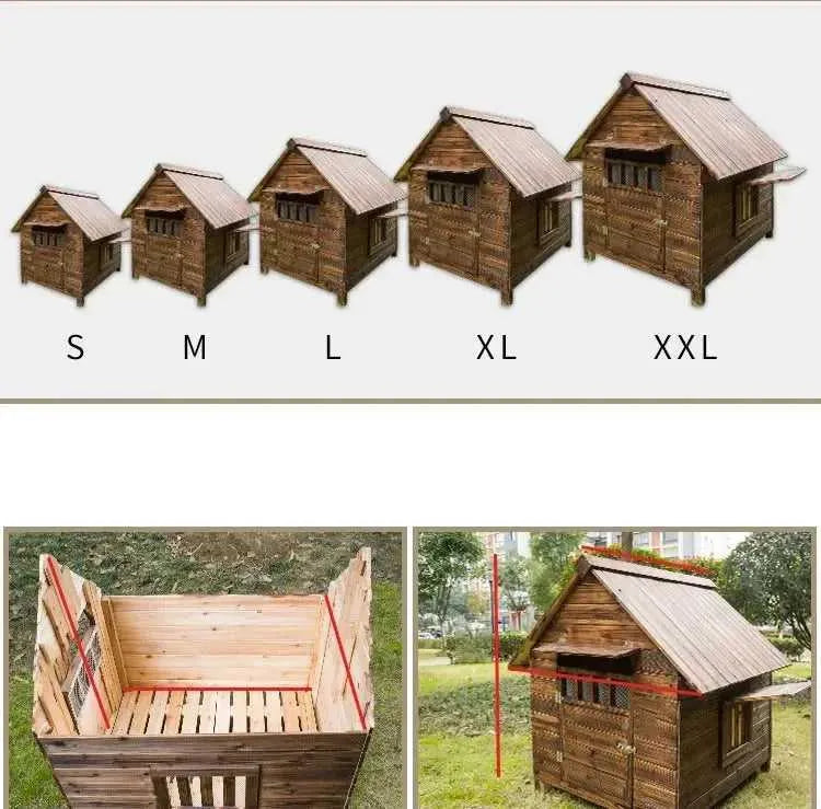 Wooden Dog House Nest Outdoor Rainproof Dog Cat Cage Modern Pet Kennels Warm Small Large Dogs Universal House H