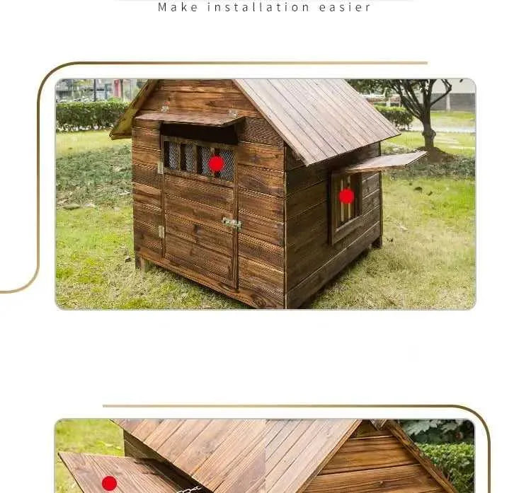 Wooden Dog House Nest Outdoor Rainproof Dog Cat Cage Modern Pet Kennels Warm Small Large Dogs Universal House H