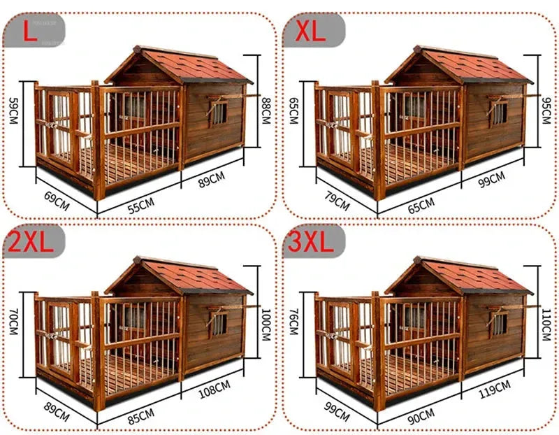 Home Solid Wood Dog Houses Outdoor Rainproof Pet Kennel Indoor Winter Warm Dog House Large Dog Waterproof Four Seasons Universal