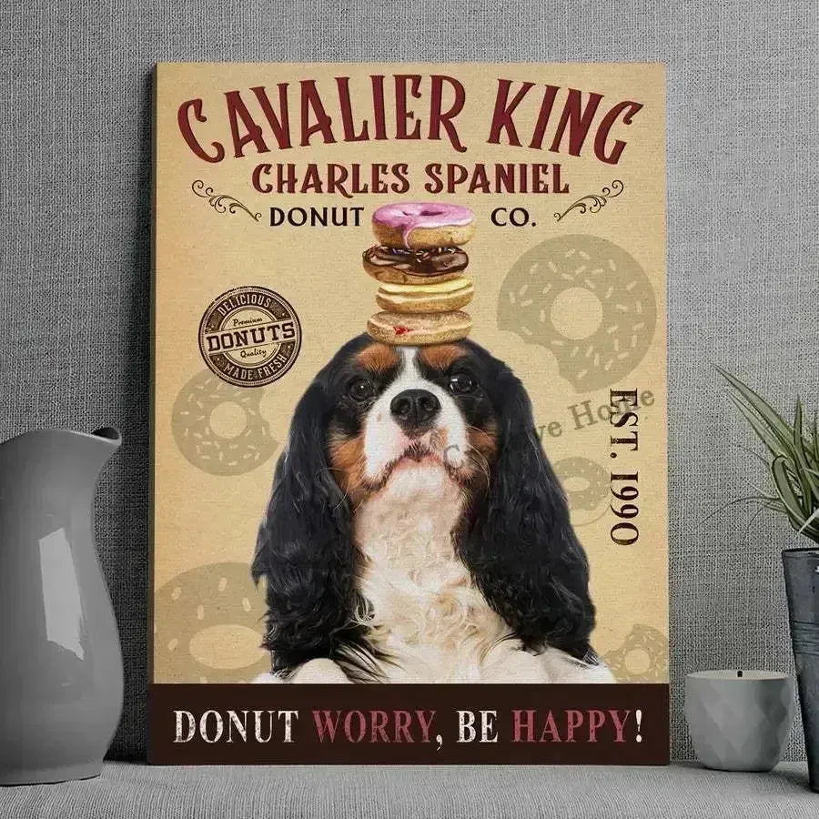 Cavalier King Charles Spaniel Dog Animal Metal Sign Tin Plaque Coffee Retro Wall Home Bar Pub Vintage Cafe Decor, 8x12 Inch