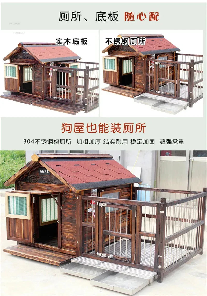 Outdoor Waterproof Kennel Four Seasons Universal Solid Wood Dog Houses Indoor Dog Cage Large Dog House Winter Warm House for Dog