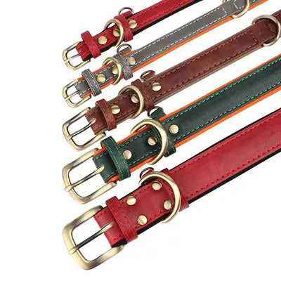 Personalized Dog Collar Leather ID Nameplate Dogs Collars Soft Adjustable Collar Free Engraving for Small Medium Large Dogs