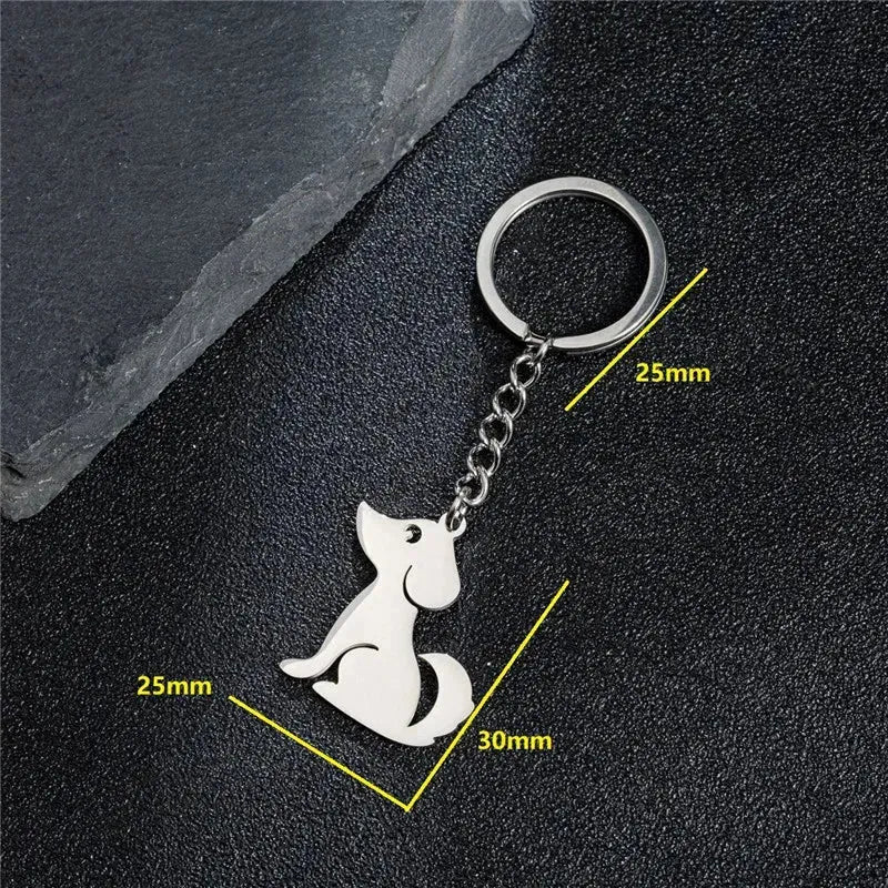 Stainless Steel Animal Keychain Cartoon Bulldog Key Rings Multiple Style Dog Keychains Key Holders Pendant Accessories Gift