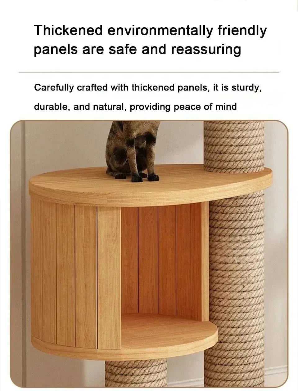 Cat Climbing Frame Floor To Ceiling Pussy Tree Tower Wooden Adjustable Pet Pillar Integrated Cattery With Hammock Kitty Nest