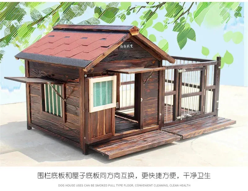 Outdoor Waterproof Kennel Four Seasons Universal Solid Wood Dog Houses Indoor Dog Cage Large Dog House Winter Warm House for Dog