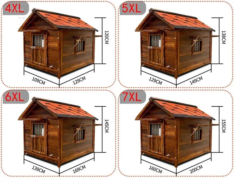 Home Solid Wood Dog Houses Outdoor Rainproof Pet Kennel Indoor Winter Warm Dog House Large Dog Waterproof Four Seasons Universal