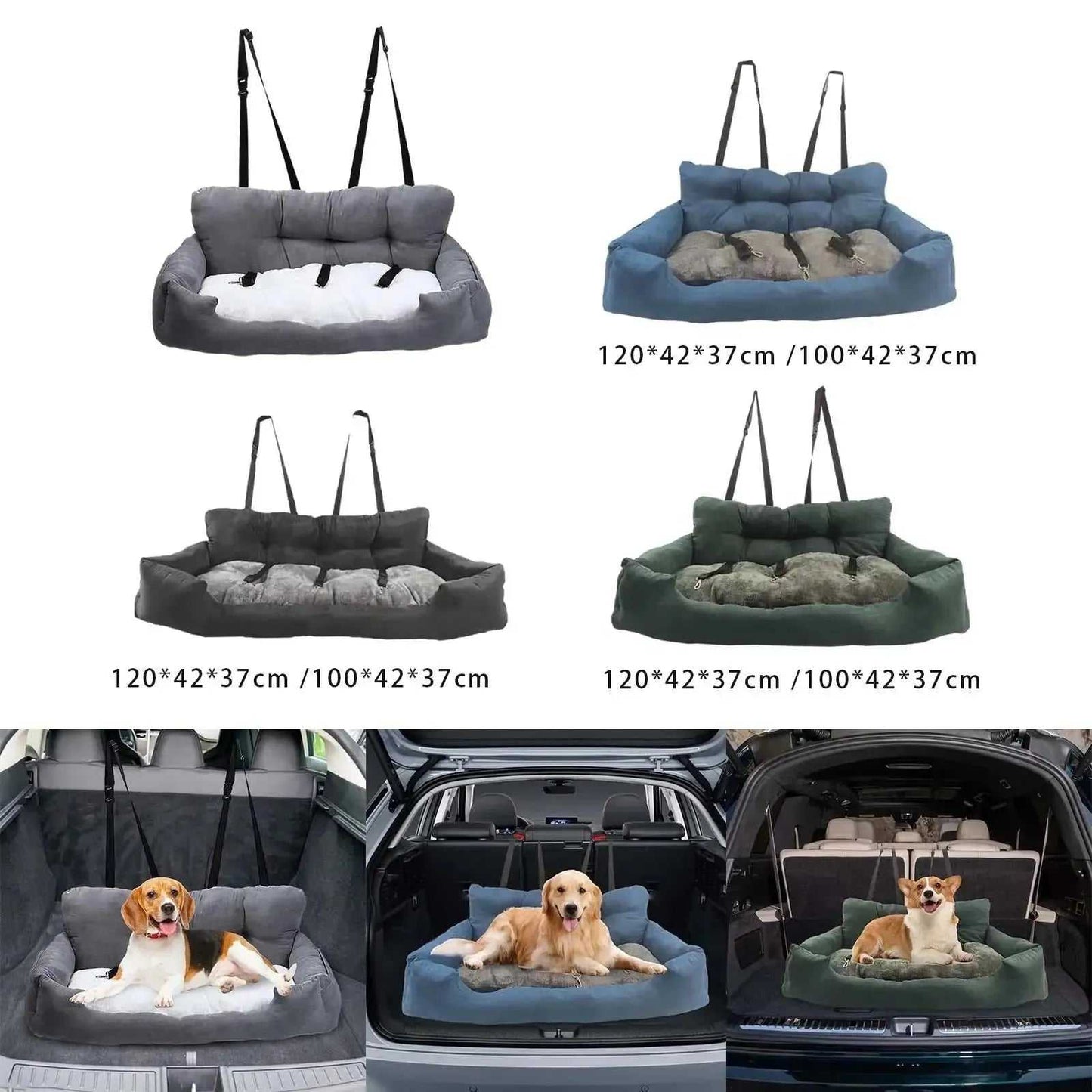 Dogs Booster Seat Soft Nonslip with Removable Cover Pet Car Travel Bed Pet Travel Booster Seat for Large Small Medium Dogs