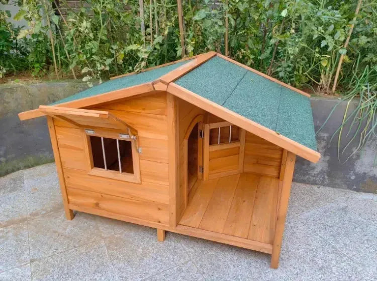 Outdoor Solid Wood Waterproof Dog Houses Large, Medium and Small Anti-corrosion Pet Houses Villa Indoor Dog House Kennels B