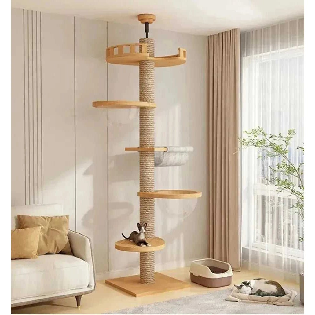 Cat Climbing Frame Floor To Ceiling Pussy Tree Tower Wooden Adjustable Finnigan s Play Pen