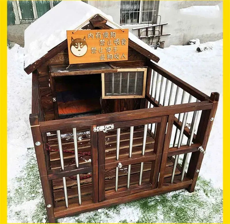 Home Solid Wood Dog Houses Outdoor Rainproof Pet Kennel Indoor Winter Warm Dog House Large Dog Waterproof Four Seasons Universal