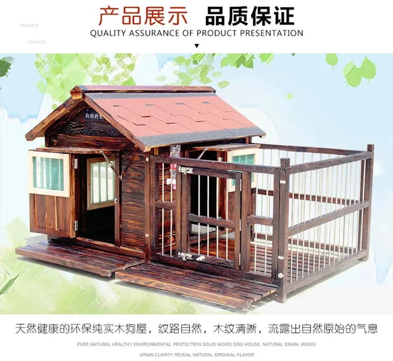 Outdoor Waterproof Kennel Four Seasons Universal Solid Wood Dog Houses Indoor Dog Cage Large Dog House Winter Warm House for Dog