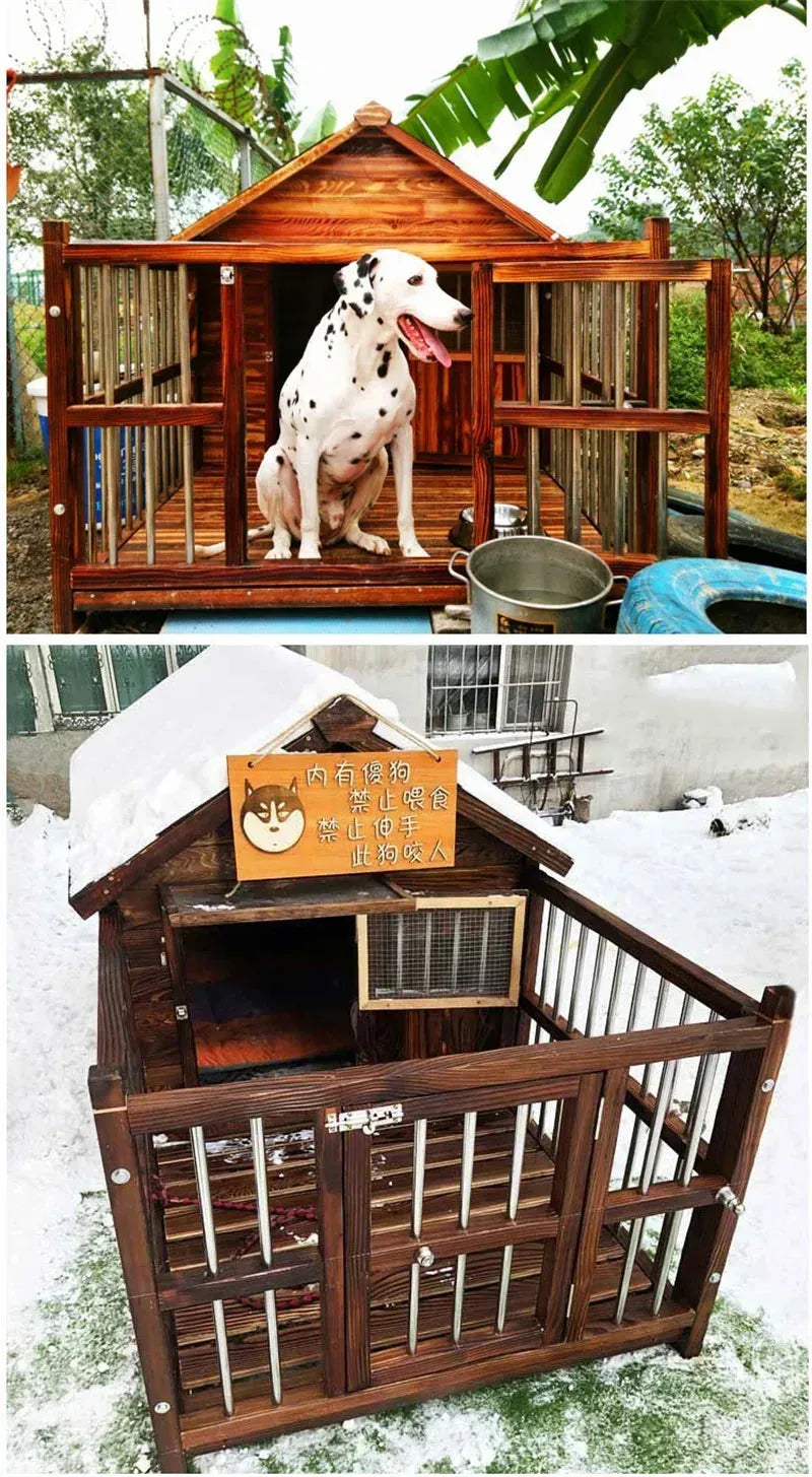 Large Dog Houses Solid Wood Outdoor Waterproof for Home Dogs Kennel Creative Breathable Pet Cage Pets Fences Villa Supplies T U