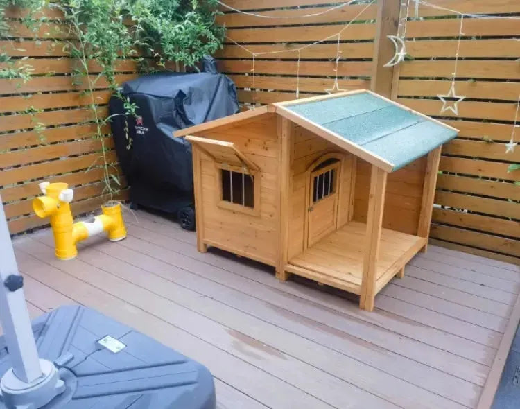 Outdoor Solid Wood Waterproof Dog Houses Large, Medium and Small Anti-corrosion Pet Houses Villa Indoor Dog House Kennels B