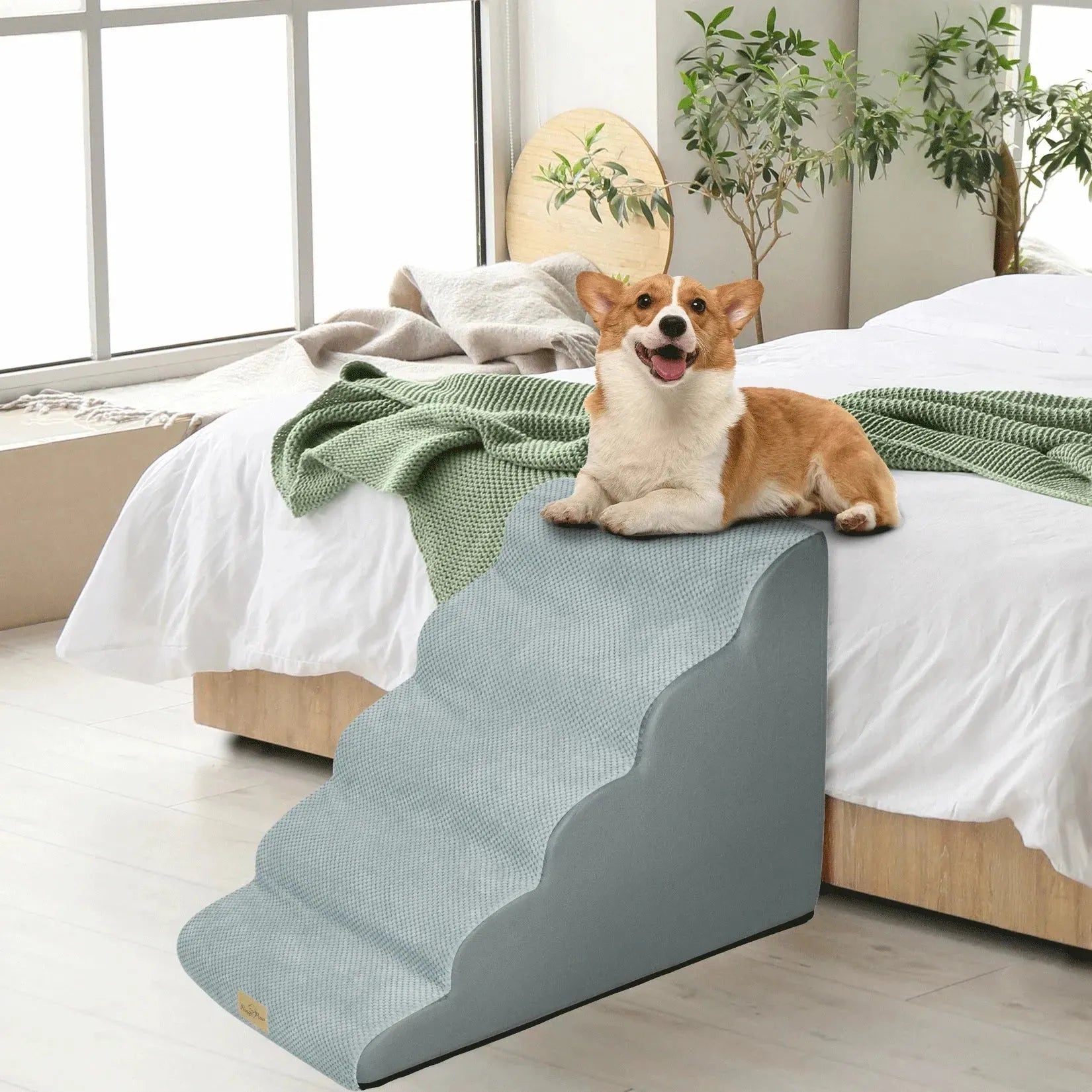 Dog Stairs Ramp for Beds Couches,Extra Wide Pet Steps with Durable Non-Slip Waterproof Fabric Cover, Dog Slope Stairs Friendly