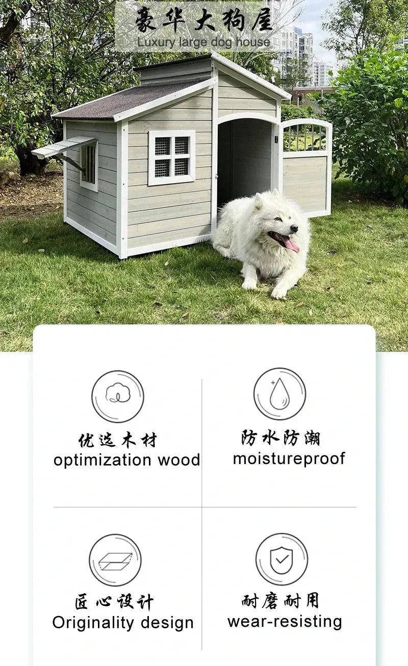 Four Seasons Universal Warm Large Dog House Wooden Dog Kennels Outdoor Rainproof Pet Kennel Indoor Garden Dog House Type Kennel