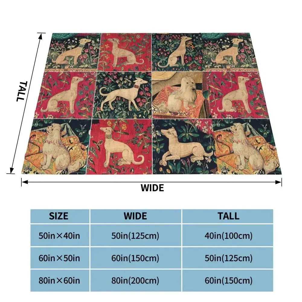 Retro Dog Collage Knitted Blanket Renaissance Animal Dogs Plush Throw Blanket Bedding Couch Printed Ultra-Soft Warm Bedspreads