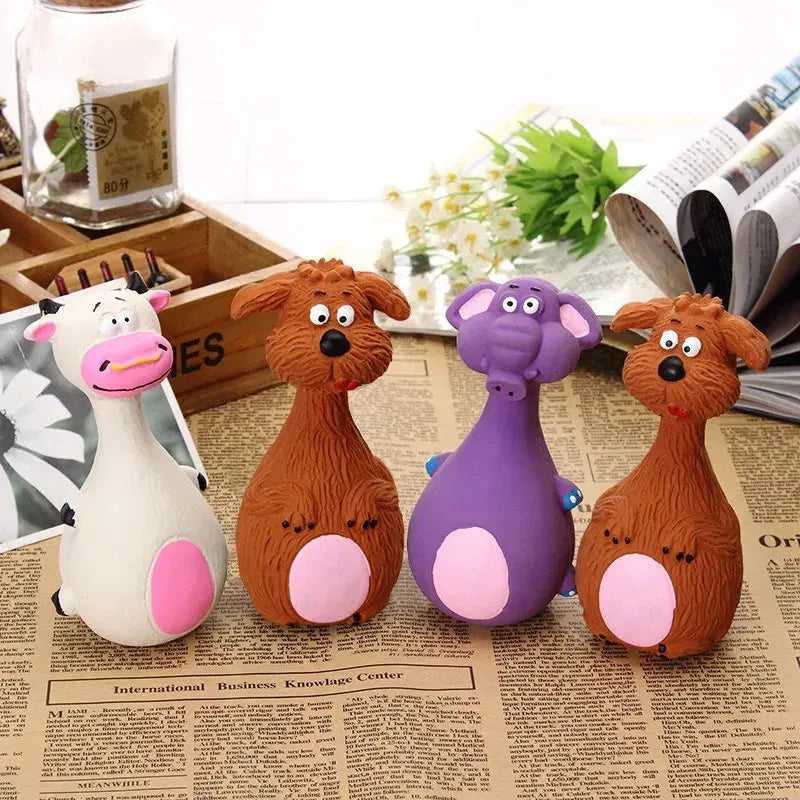 Dog Toy Squeak Latex Dog Toy Dog Cat Soft Rubber Chewy Toys Grind Teeth Pet Toys Interactive Throwing Games Chew Dog Cat Pet Toy