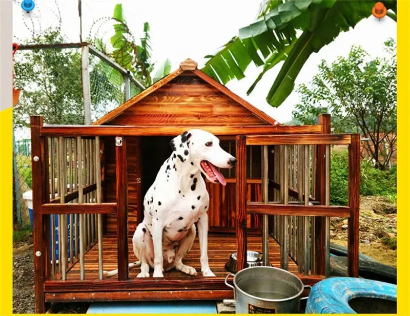 Home Solid Wood Dog Houses Outdoor Rainproof Pet Kennel Indoor Winter Warm Dog House Large Dog Waterproof Four Seasons Universal