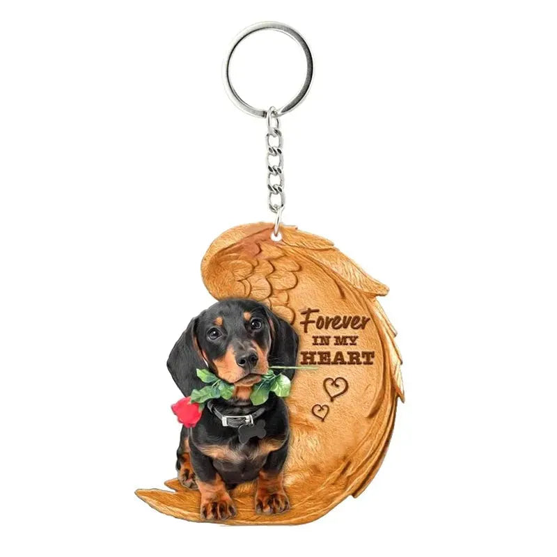 1 Piece 23 Style Dog Forever In My Heart Angel Pendant Bag Key Chains Car Keychain Keyring Pet Jewelry Gift For Women Girls