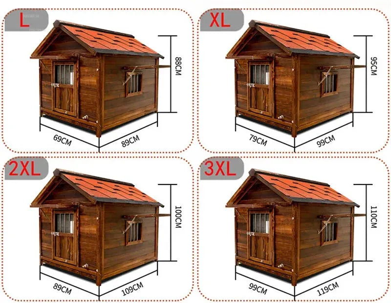 Home Solid Wood Dog Houses Outdoor Rainproof Pet Kennel Indoor Winter Warm Dog House Large Dog Waterproof Four Seasons Universal