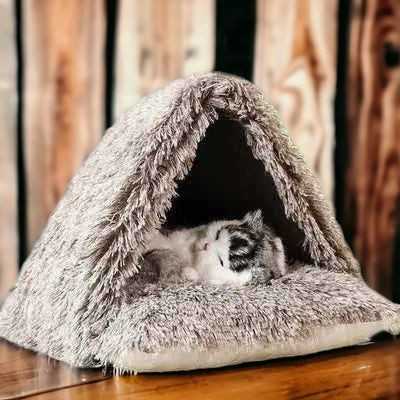 Didog Cozy Cat Haven in Coffee - Luxury Washable Fabric Cat Sanctuary