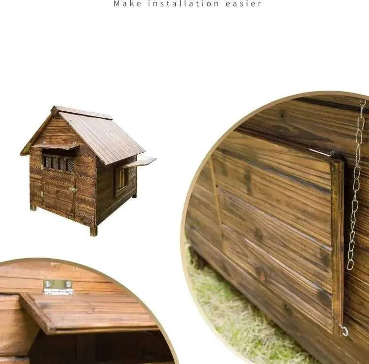 Wooden Dog House Nest Outdoor Rainproof Dog Cat Cage Modern Pet Kennels Warm Small Large Dogs Universal House H