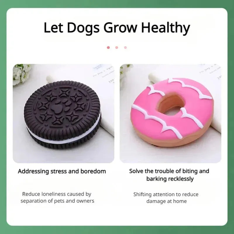 Dog Chewing Toy Simulation Biscuit Cake Anti Bite Latex Plaything Grinding Teeth Cleaning Interactive Training Toys Pet Supplies