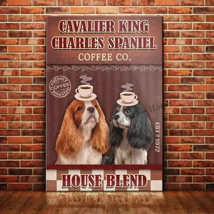 Cavalier King Charles Spaniel Dog Animal Metal Sign Tin Plaque Coffee Retro Wall Home Bar Pub Vintage Cafe Decor, 8x12 Inch