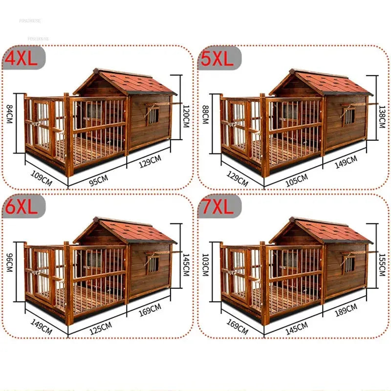 Home Solid Wood Dog Houses Outdoor Rainproof Pet Kennel Indoor Winter Warm Dog House Large Dog Waterproof Four Seasons Universal