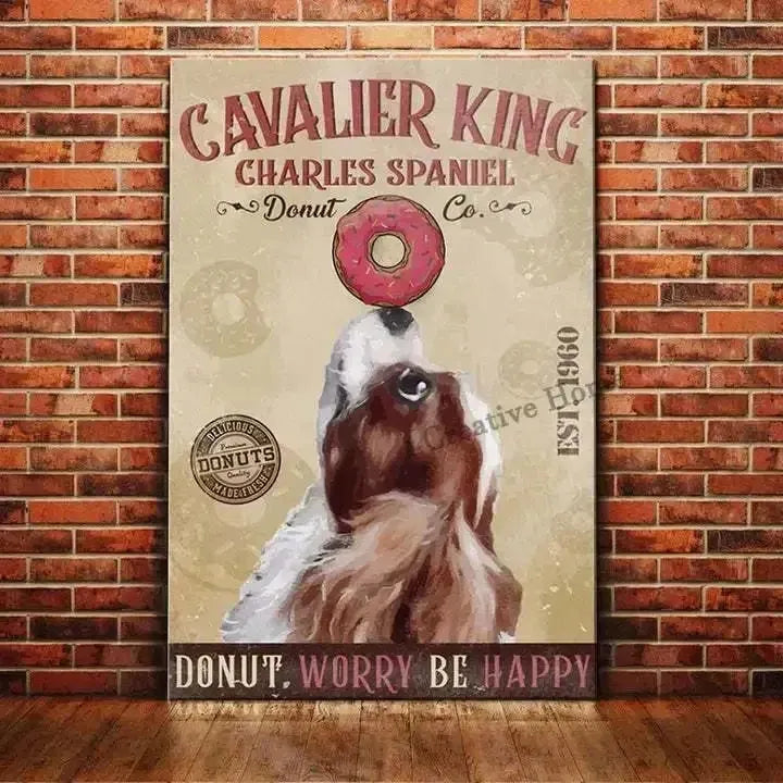 Cavalier King Charles Spaniel Dog Animal Metal Sign Tin Plaque Coffee Retro Wall Home Bar Pub Vintage Cafe Decor, 8x12 Inch