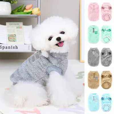 Warm Fur Dog Clothes Cute Puppy Cat T-Shirt Soft Plush Pet Clothing Small Medium Dogs Outfit For Cats Yorkshire Shih Tzu Perro