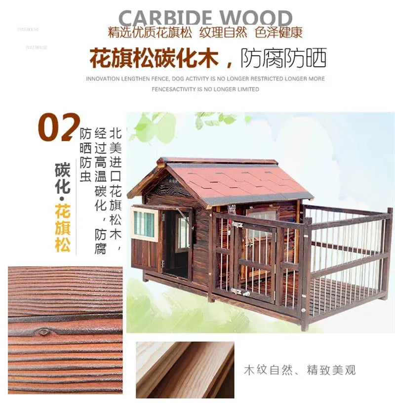 Outdoor Waterproof Kennel Four Seasons Universal Solid Wood Dog Houses Indoor Dog Cage Large Dog House Winter Warm House for Dog