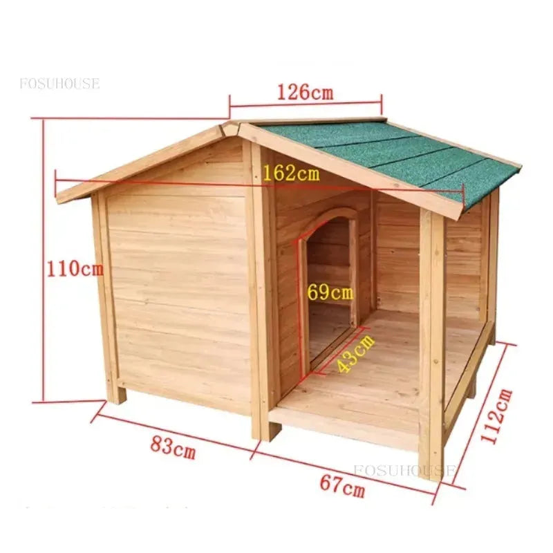 Outdoor Solid Wood Waterproof Dog Houses Large, Medium and Small Anti-corrosion Pet Houses Villa Indoor Dog House Kennels B