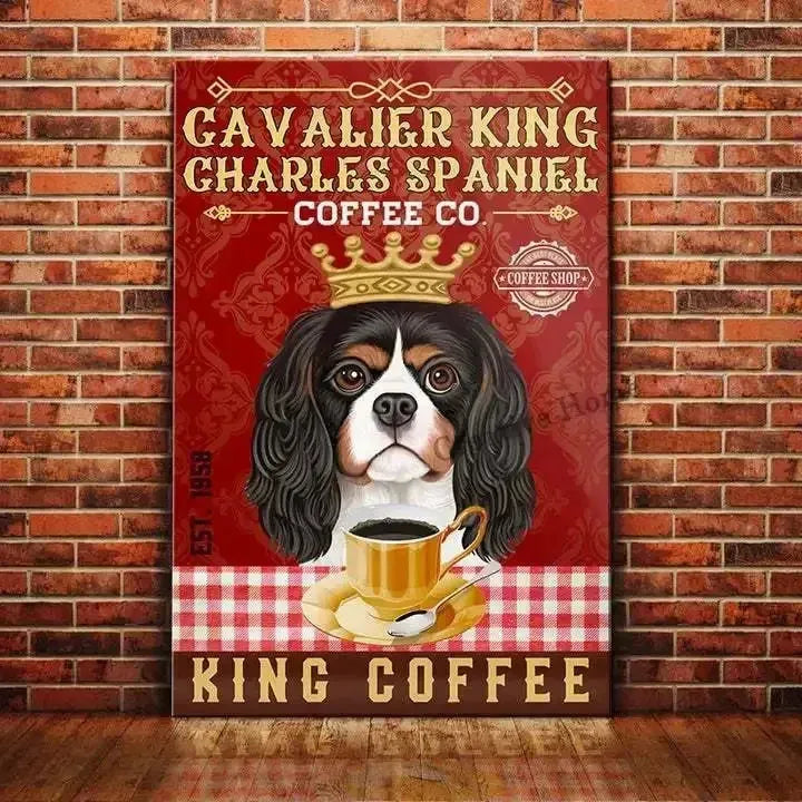 Cavalier King Charles Spaniel Dog Animal Metal Sign Tin Plaque Coffee Retro Wall Home Bar Pub Vintage Cafe Decor, 8x12 Inch