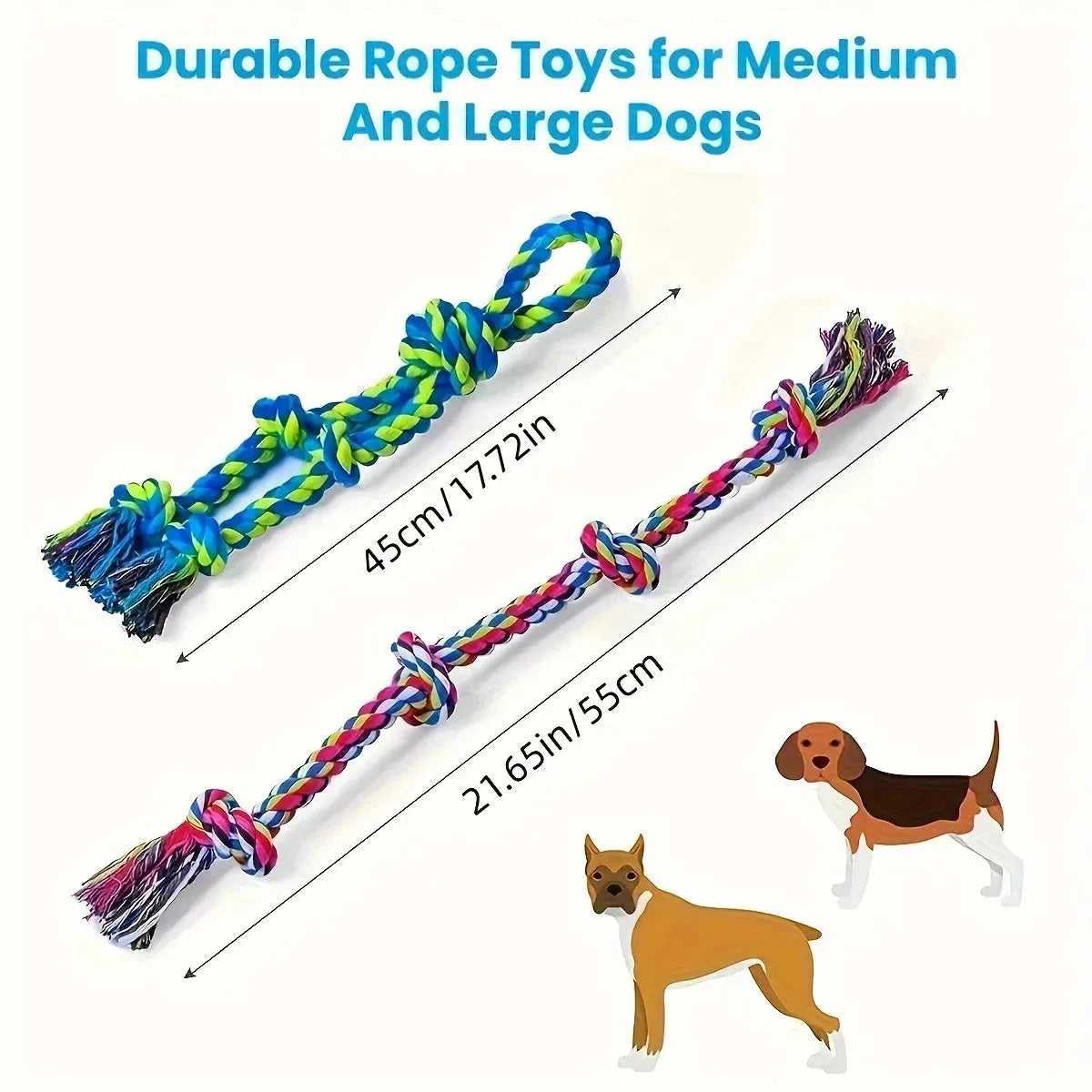 2-Pack Heavy-Duty Rope Knot Dog Toys for Large Breeds – Dental Health Chew & Interactive Tug of War Play