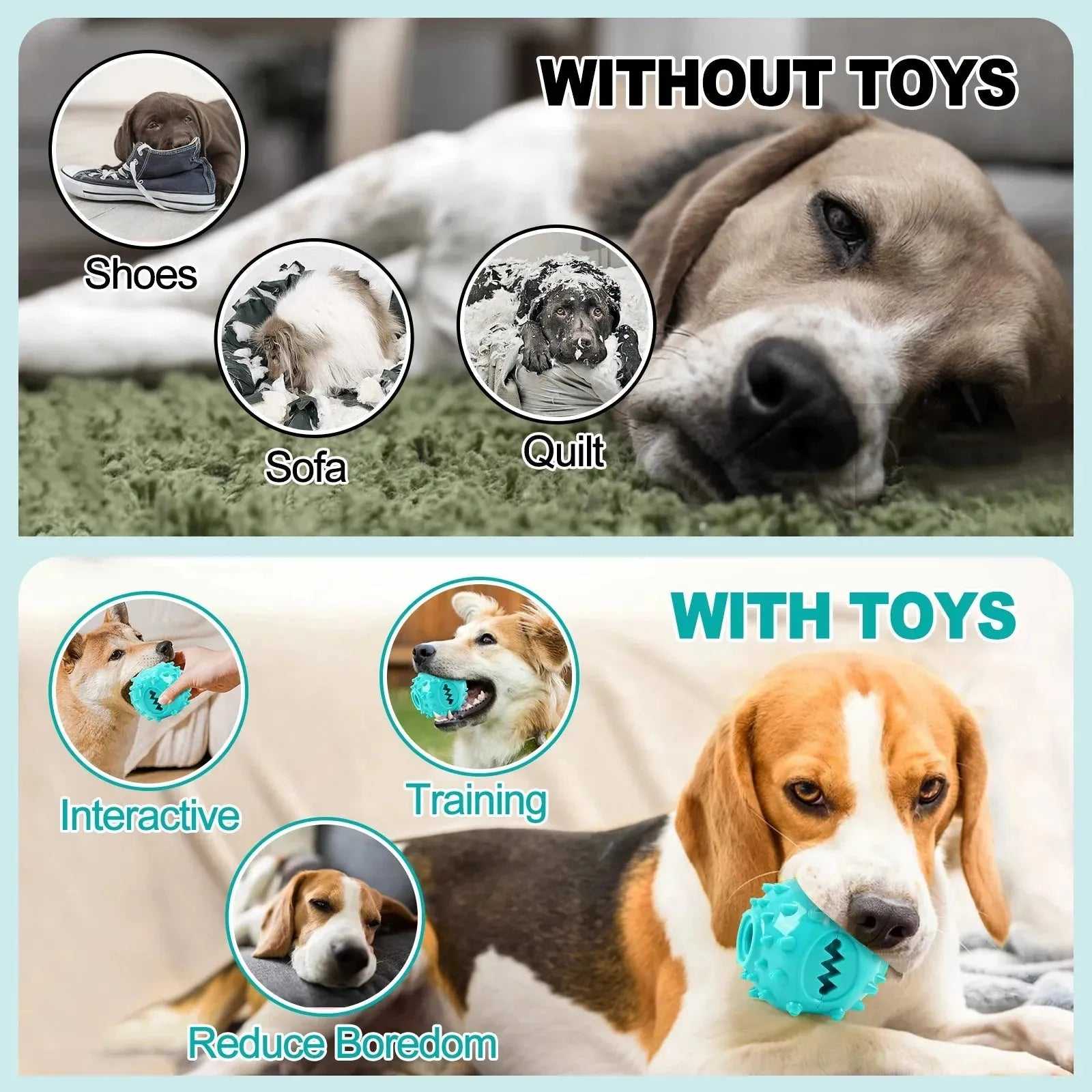 Dog Grinding Teeth Toys Chew Toys Cleaning Teeth Anti Bite Interactive Training Leaking Food Balls Toys Slow Food Pet Products