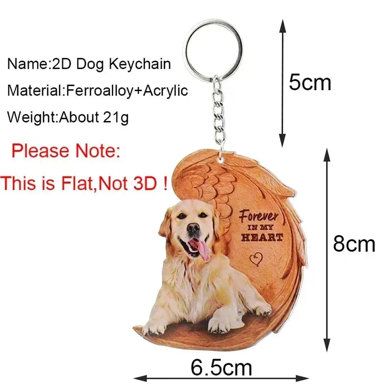 1 Piece 23 Style Dog Forever In My Heart Angel Pendant Bag Key Chains Car Keychain Keyring Pet Jewelry Gift For Women Girls