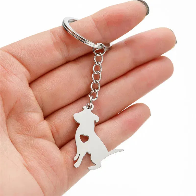 Stainless Steel Animal Keychain Cartoon Bulldog Key Rings Multiple Style Dog Keychains Key Holders Pendant Accessories Gift