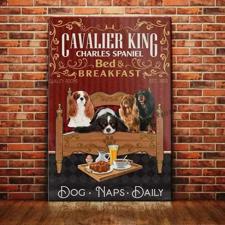 Cavalier King Charles Spaniel Dog Animal Metal Sign Tin Plaque Coffee Retro Wall Home Bar Pub Vintage Cafe Decor, 8x12 Inch