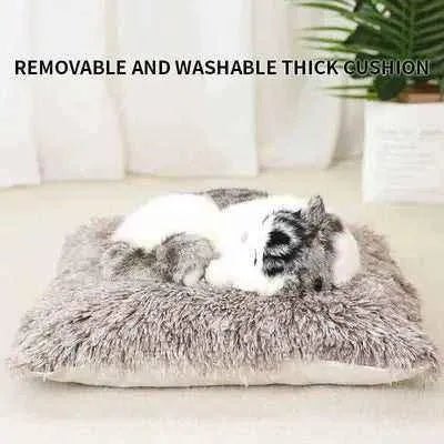 Didog Cozy Cat Haven in Coffee - Luxury Washable Fabric Cat Sanctuary