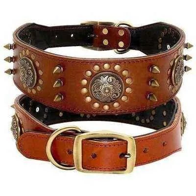 Didog Real Leather Spiked Studded Dog Collar