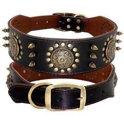 Didog Real Leather Spiked Studded Dog Collar