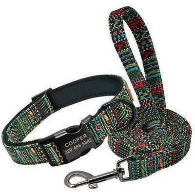Divine Pet Elegance Personalised Dog Collar & Leash Set